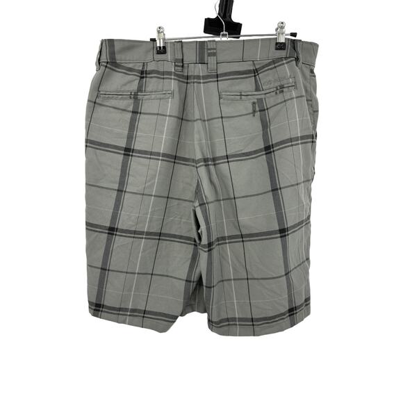 O'Neill Shorts Mens 36 Warren Flat Front Plaid Chino Charcoal Gray Casual - Picture 2 of 4